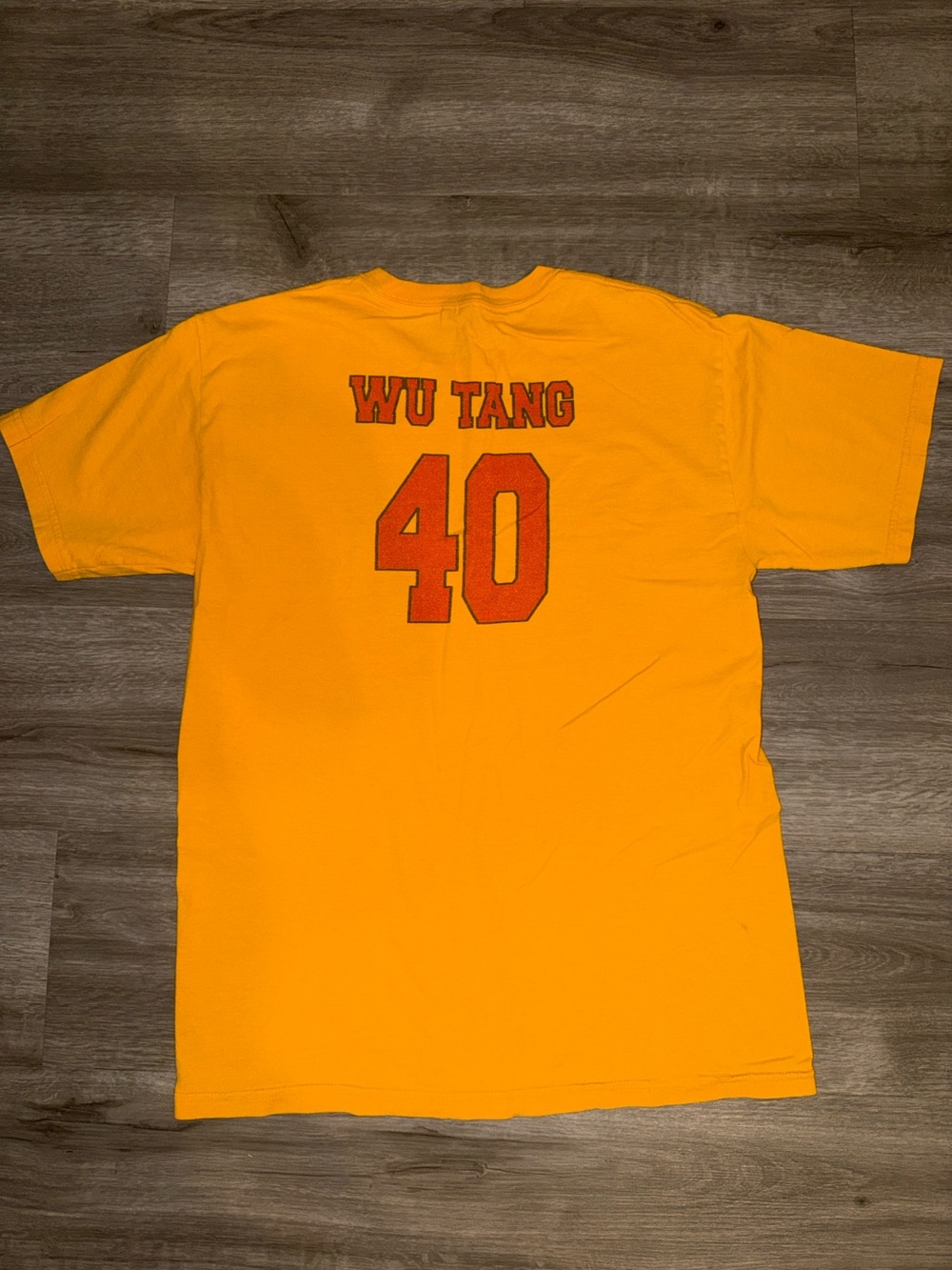 Gildan Yellow Short Sleeve Tee with Red 'WU TANG' & 40 Back Print